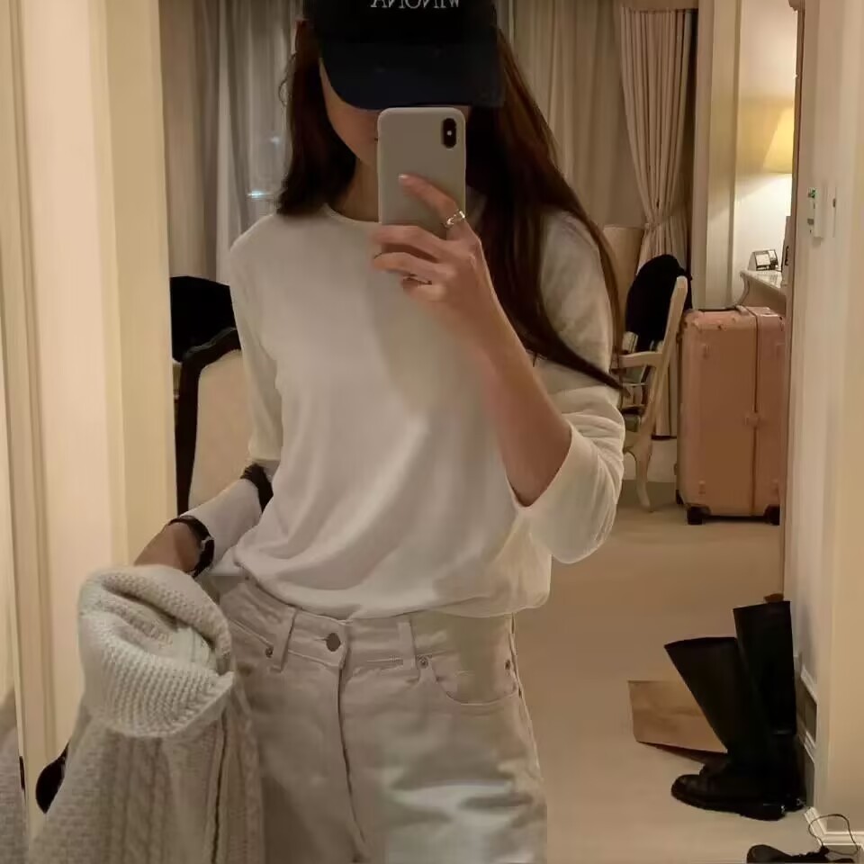 H075112973 韩版25冬气质简约纯色保暖加绒长袖打底T恤5