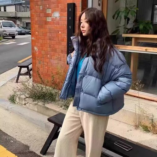 D470102596 韩版25春冬新休闲立领简约净版鹅绒羽绒服 too