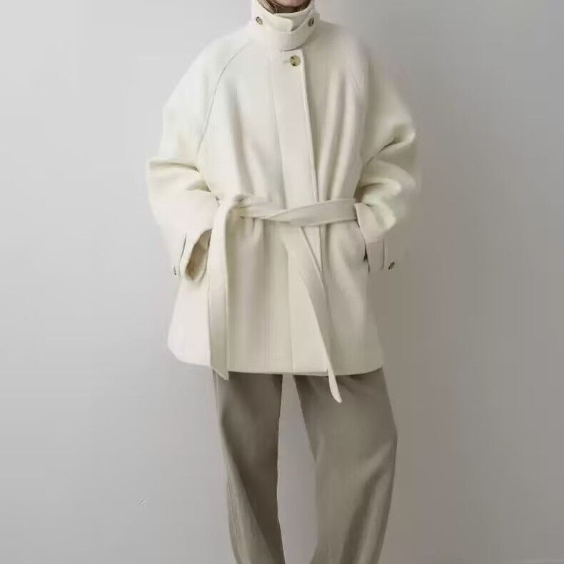 H300110704 韩版25冬气质高级感腰带款双面羊毛大衣5