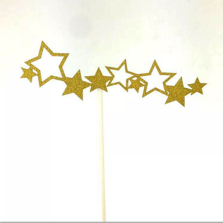 璀璨闪粉蛋糕插旗插牌一串星星甜品台装饰布置烘培杯生日蛋糕装饰
