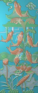 浮雕图 精雕图 灰度图 鱼跃龙门条板