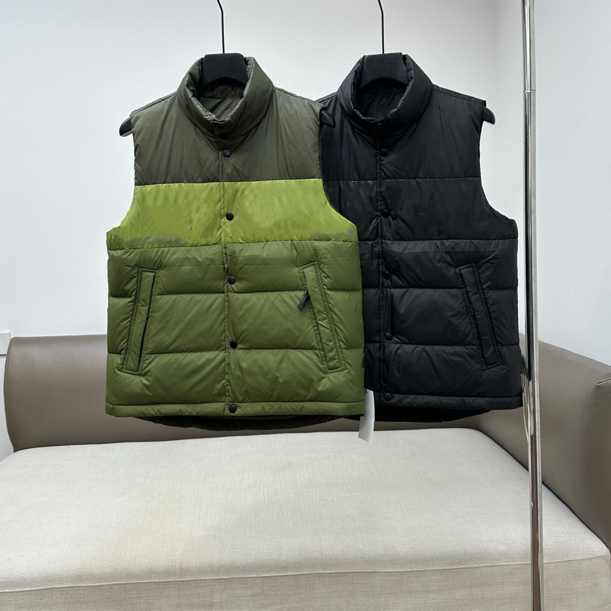 经典百搭 男士秋冬新款立领休闲羽绒家双面穿拼色白鸭绒保暖背心