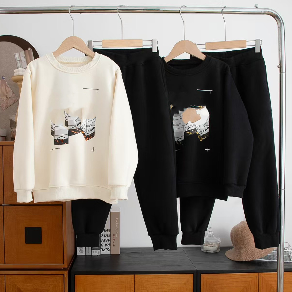 加绒保暖 男童女童秋冬新款加厚一体绒圆领卫衣卫裤休闲宽松套装,童装/婴儿装/亲子装,儿童运动套装,淘宝优惠券,粉丝福利购,淘宝优惠卷