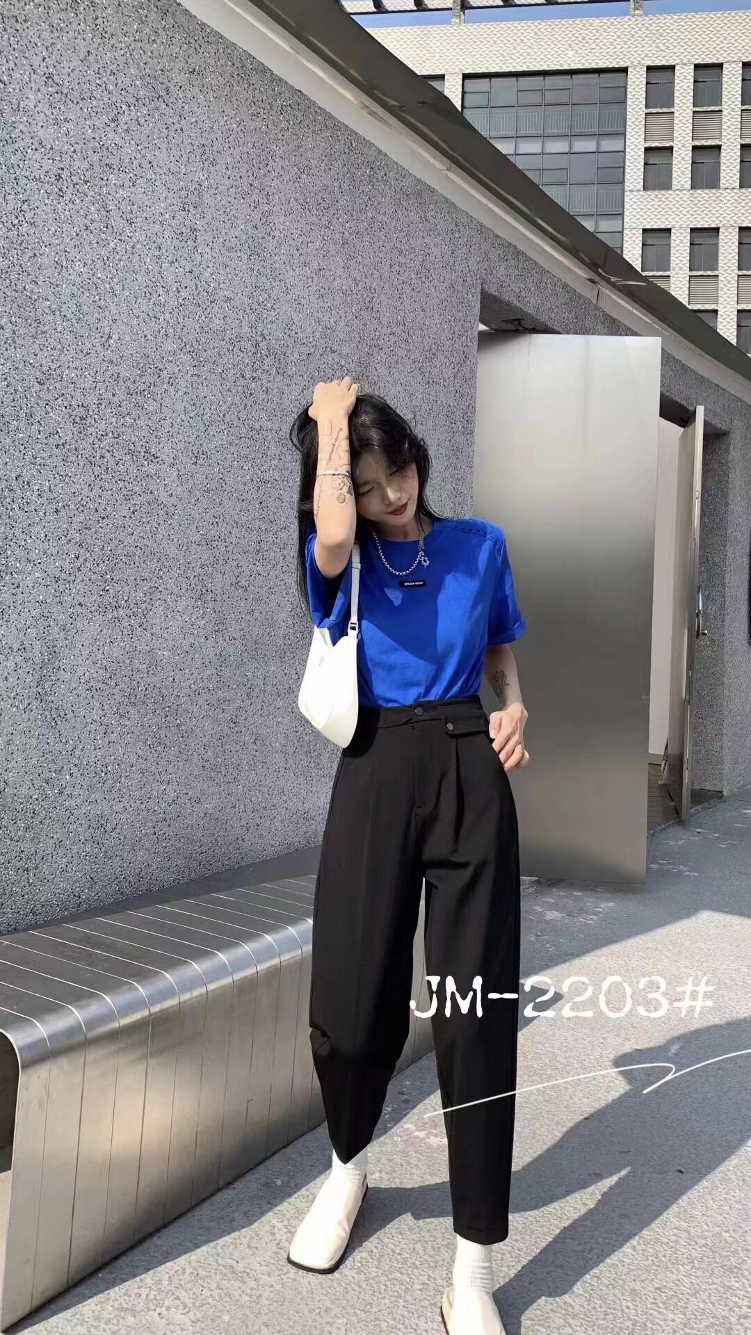 特价简谜2203松紧腰弹力垮裤哈伦裤休闲裤小黑裤春秋款女裤九分裤