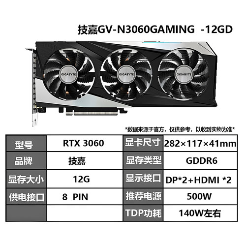 技嘉RTX3060  GAMING OC 12G 魔鹰 三扇 全新盒装