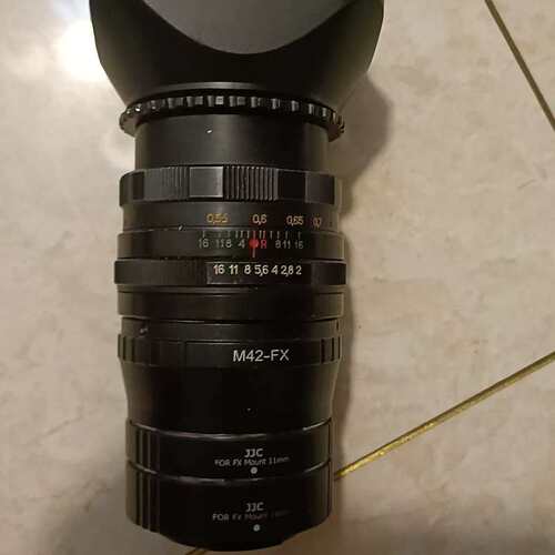 议价JJC M42-FX转接环，带52mm遮光罩，适配FX卡口相