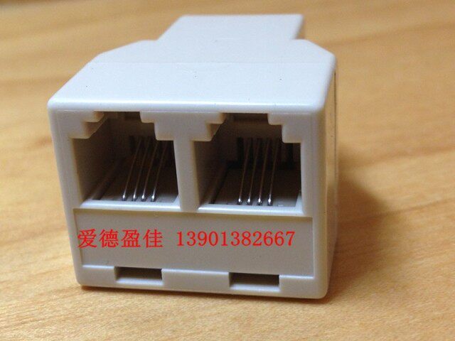 rj11电话接头 4芯塑料一分二插座 电话接线端子插座