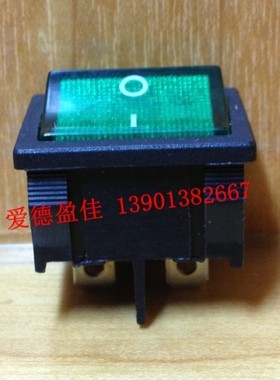 台湾宏聚原装正品船型开关MR-4-210-C5L-BG 4脚带灯绿色翘板开关