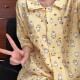 纯棉双层纱套装 女夏季 长裤 黄底小兔短袖 卡通可爱家居服可外穿 新品