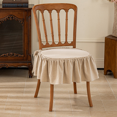 复古美式荷叶边椅垫坐垫加厚中古风餐椅套ins风棉麻座垫可拆洗