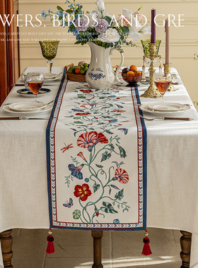 美式桌旗复古轻奢氛围感长条桌布防水斗柜茶几台布电视柜桌布定制