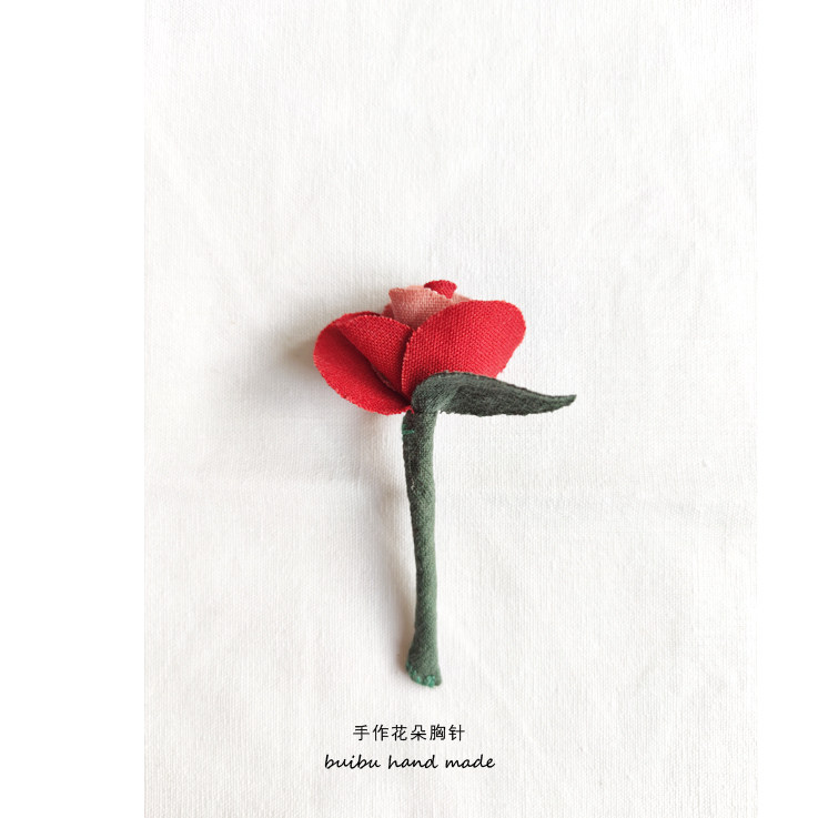 手工DIY立体花朵布艺胸针 手作棉麻布花朵胸针胸花帽花亚麻布花朵