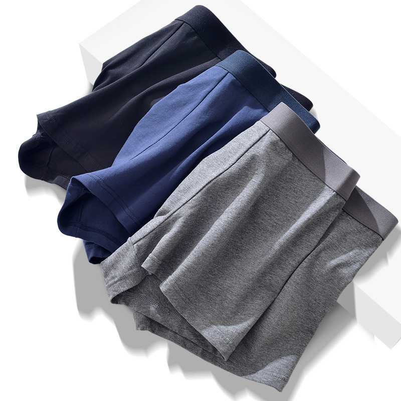 新疆长绒棉经典男士内裤纯棉中腰透气平角短裤浅灰色蓝色黑色