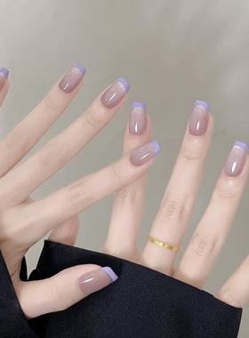 【往日时光】紫罗兰纯手工紫色法式猫眼气质时尚简约美甲指甲贴