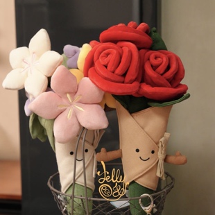 JELLYCAT英国趣味花束手捧花玫瑰玩偶求婚情人节定制礼物