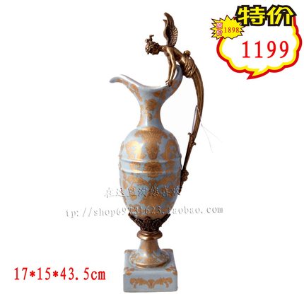 陶瓷配铜花瓶摆件饰品礼品工艺品酒店别墅会所奢华软装铜制品黄铜
