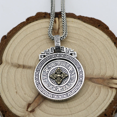 民族风八卦复古纯银挂件金刚杵