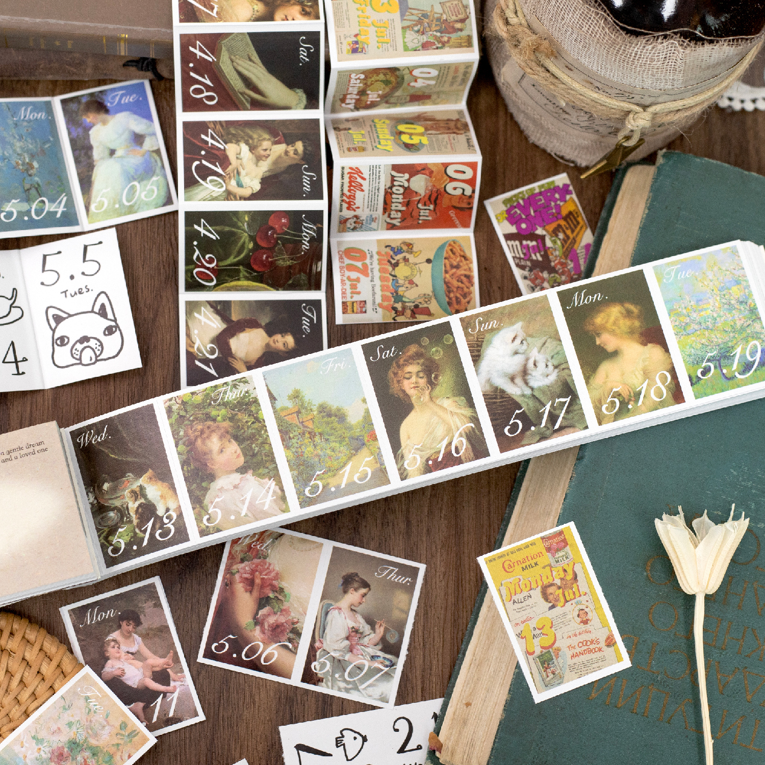 2026年油画日付手撕日历一日一页迷你小台历创意DIY手帐日期贴纸