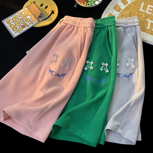 夏季短裤男女情侣运动五分裤  D229A-DK09 P40控55 亮银凹凸印图片
