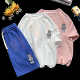 TZ06-P80直播品质情侣华夫格短袖男套装男短裤T06-P40DK06-P40，男装牛仔裤，电商D229A