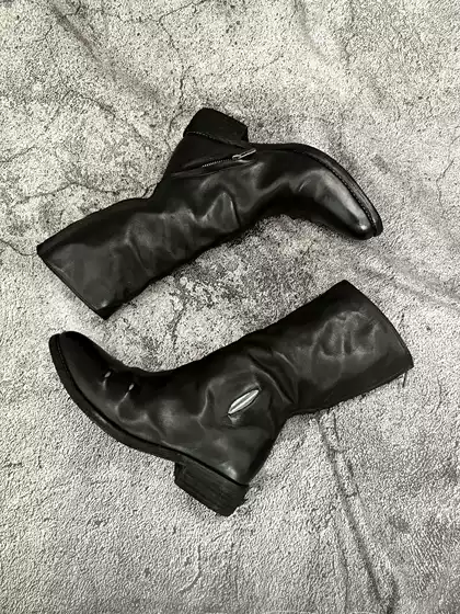 Dark Pioneer Men's Boots Ccp2687P Titanium Alloy Horse Leather Distressed Spiral Zipper Goodyear Chelsea Leather Boots