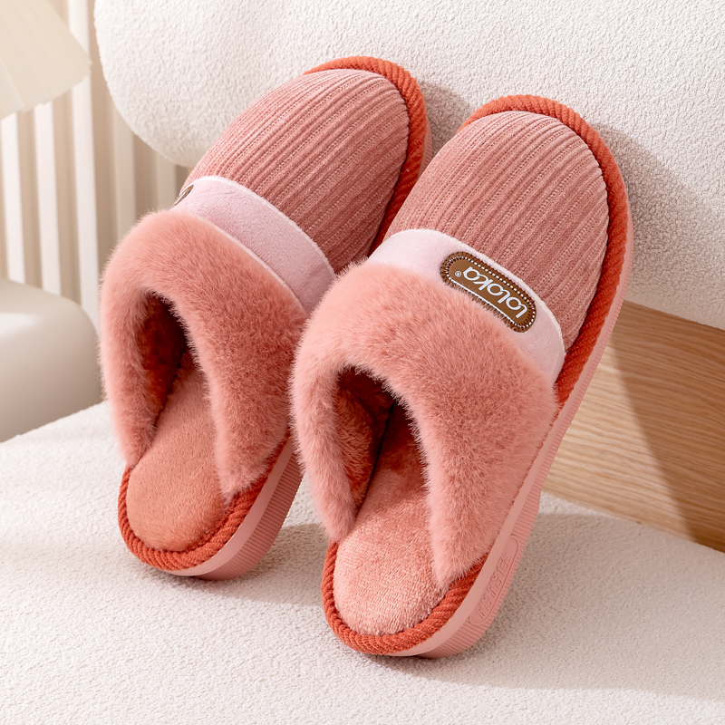 路路佳保暖简约家用防滑棉拖鞋