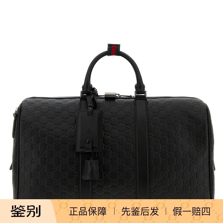 GUCCI 古驰男士emblem 中号真皮旅行健身包 26早春新款意大利代购