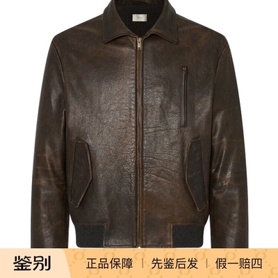 THE ROW 男士棕色翻领皮衣夹克akia 25早秋新款 意大利代购