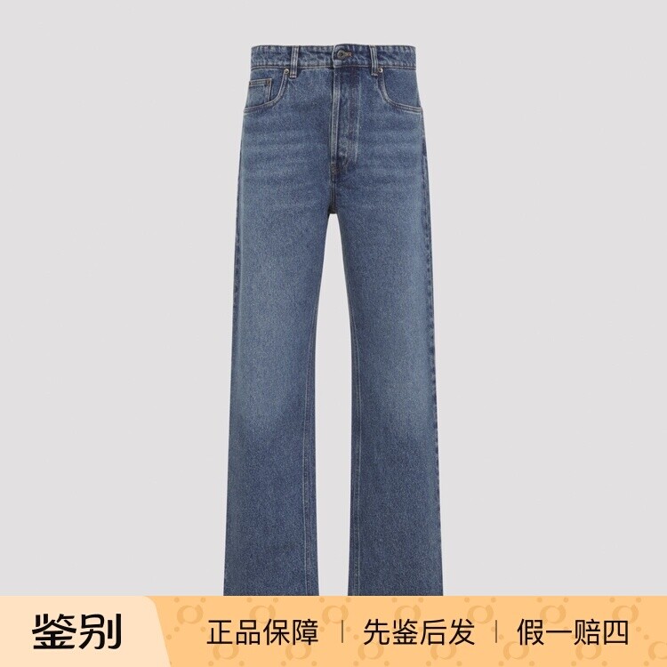 MIU MIU 缪缪 女士蓝色刺绣logo直筒牛仔裤 26秋冬新款意大利代购