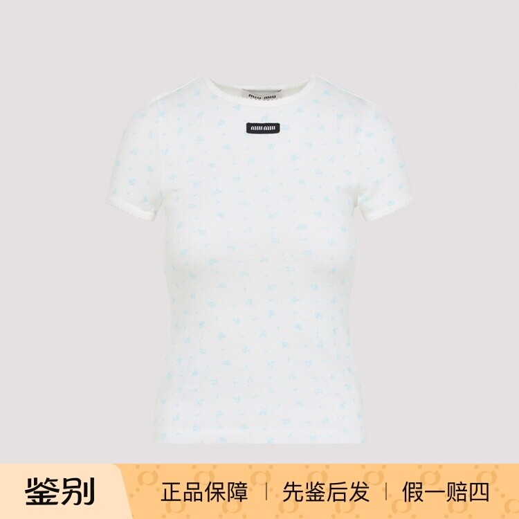 MIU MIU 缪缪女白色印花logo短袖圆领T恤 2026早春新款意大利代购