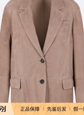 Brunello Cucinelli 女士浅棕色西服皮衣外套BC 26早春意大利代购