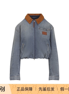 ACNE STUDIOS 女士 蓝色皮领超短牛仔外套 26早春新款 意大利代购