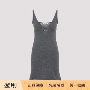 正品 意大利代购 鉴别 缪缪灰色羊绒迷你连衣裙2026早春新款 MIU
