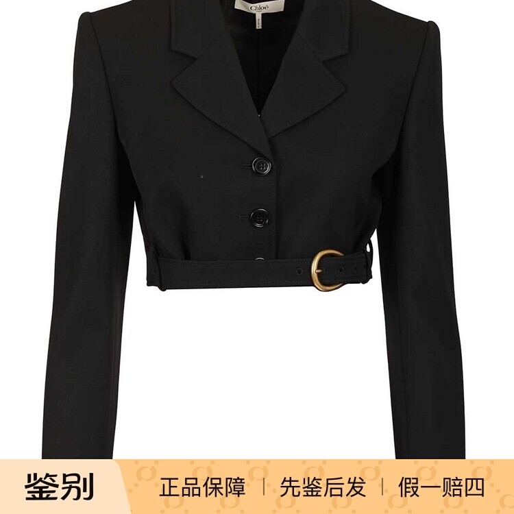 CHLOE 蔻依 女士黑色羊毛超短西服外套 26早春新款意大利代购正品
