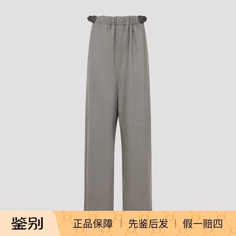 Loewe 罗意威女士米色羊毛混纺腰带长裤 2026早春新款 意大利代购