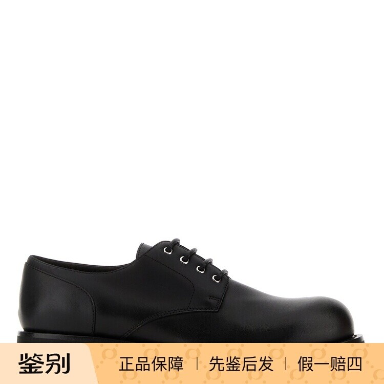 THE ROW 女士黑色真皮系带休闲德比皮鞋 2025秋冬新款 意大利代购
