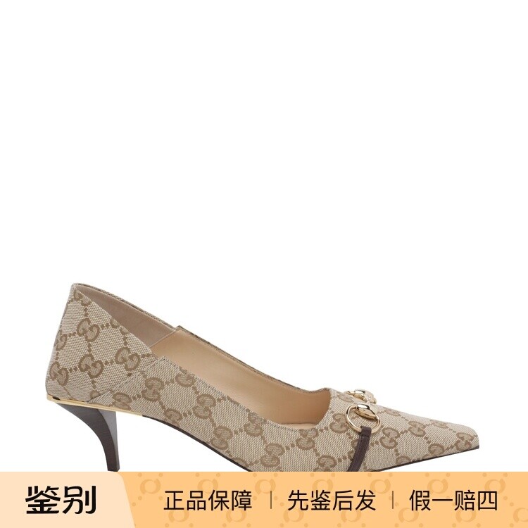 GUCCI 古驰 女士 VITTORIA老花帆布高跟鞋 26早秋新款 意大利代购