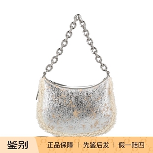 GUCCI 古驰女士小号银色emblem 做旧羊毛链条包 26早春意大利代购