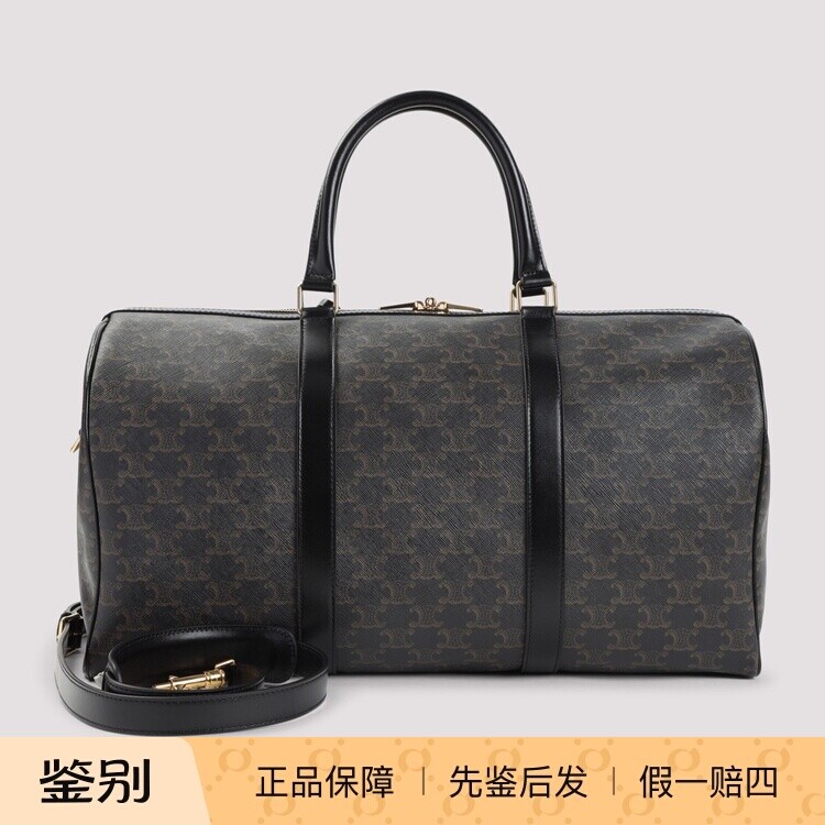 CELINE 思琳男士 黑色中号老花帆布旅行包 26春夏新款 意大利代购