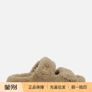 25秋冬新款 MIU 缪缪 女士米色羊毛皮一体防滑拖鞋 意大利代购