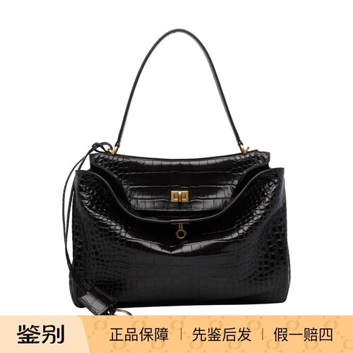 BALENCIAGA 巴黎世家女士中号rodeo棕鳄纹单肩包26早春意大利代购