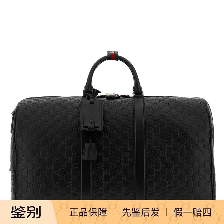 GUCCI 古驰男士emblem 大号真皮旅行健身包 26早春新款意大利代购