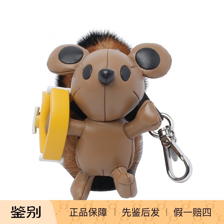 FENDI 芬迪男女同款貂毛真皮小熊包包挂饰 25秋冬新款 意大利代购