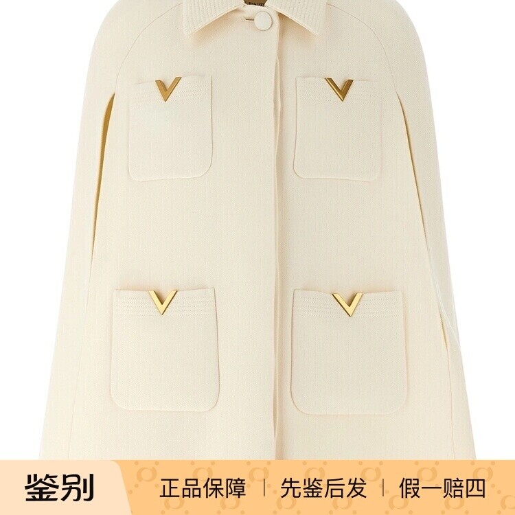 VALENTINO 华伦天奴女士白色羊毛斗篷外套2026早春新款意大利代购