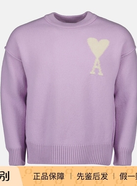 AMI PARIS 圆领紫色羊毛毛衣男女同款 25早春新款 意大利代购正品