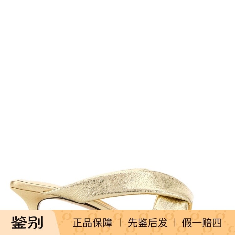 BOTTEGA VENETA 女士金色真皮细跟bv穆勒鞋 25秋冬新款意大利代购