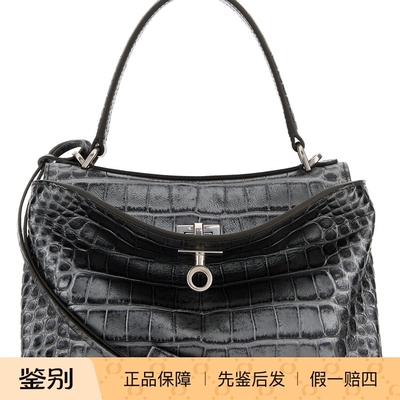BALENCIAGA女士深灰色鳄纹rodeo 迷你单肩包25秋冬新款意大利代购