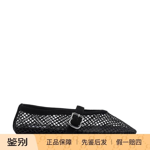 ALAIA 女士黑色水钻搭扣平底芭蕾鞋 2026早春新款 意大利代购正品
