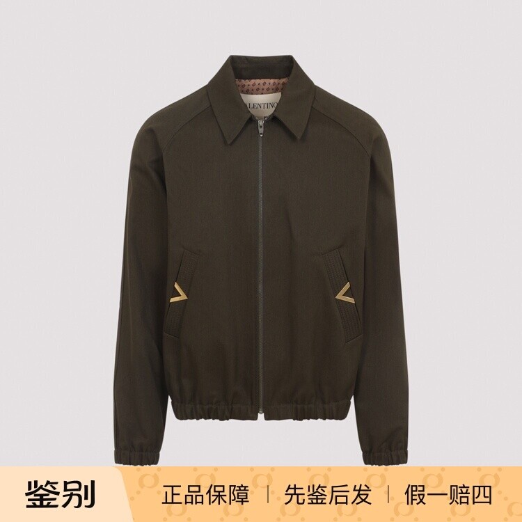 VALENTINO 华伦天奴男士军绿棉质翻领夹克外套26早春新意大利代购