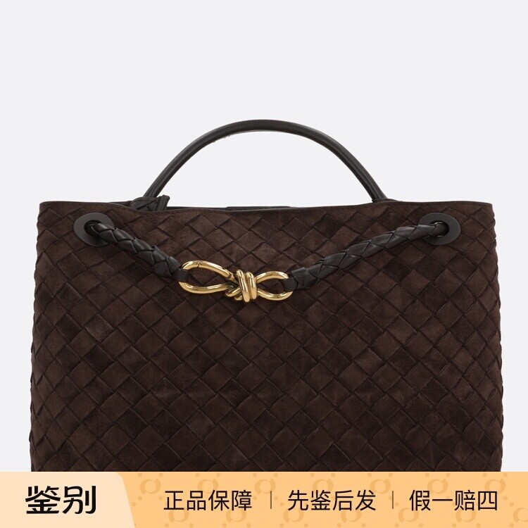 BOTTEGA VENETA 女士andiamo棕色麂皮中号单肩包25秋冬意大利代购
